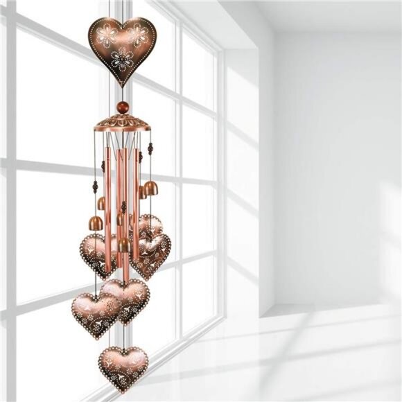 Heart Wind Chimes Outdoor Decoration, Portable Heart Wind Bell Hearts Windchimes - Picture 1 of 8